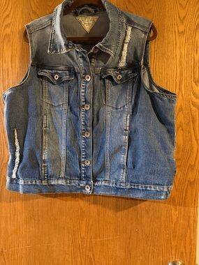 Dkny Blue Denim Jacket with Distressing
